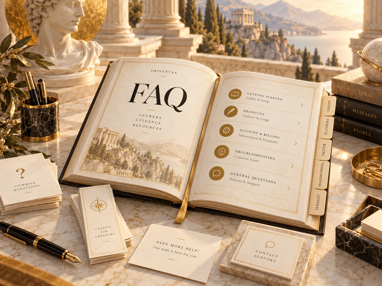 Open FAQ reference book and support materials